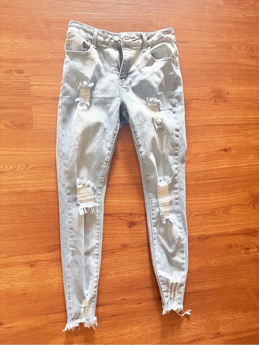 BAMBOO Light Blue Distressed Skinny Jeans